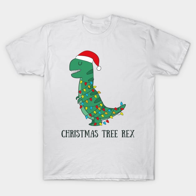 Christmas Tree Rex- Funny Dinosaur T Rex Christma Gifts T-Shirt by Dreamy Panda Designs